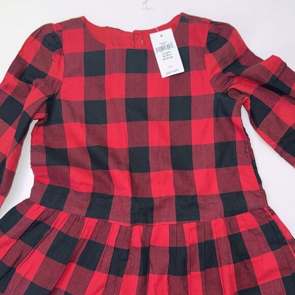 🔥GAP Red and Black Fit and Flare Puff Sleeve Dress Sz 2 years new - Picture 3 of 4